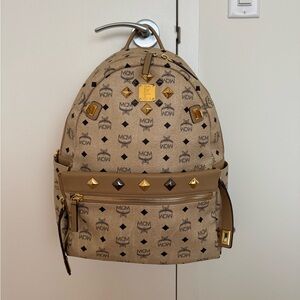 MCM Beige Backpack with detachable clutch